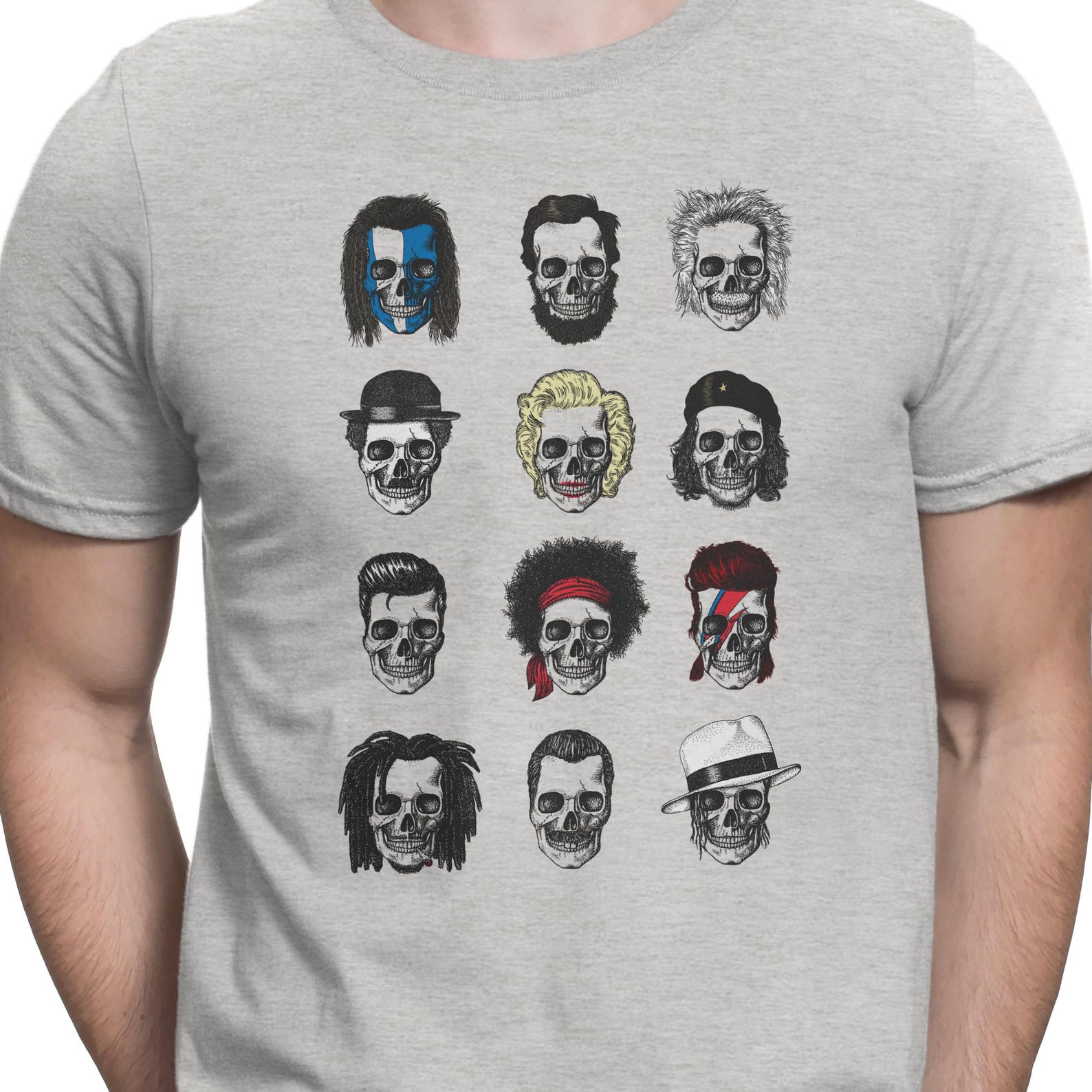 Iconic Legends T Shirt History Skulls T-shirt Film Movies Rock Music Tee Shirt S