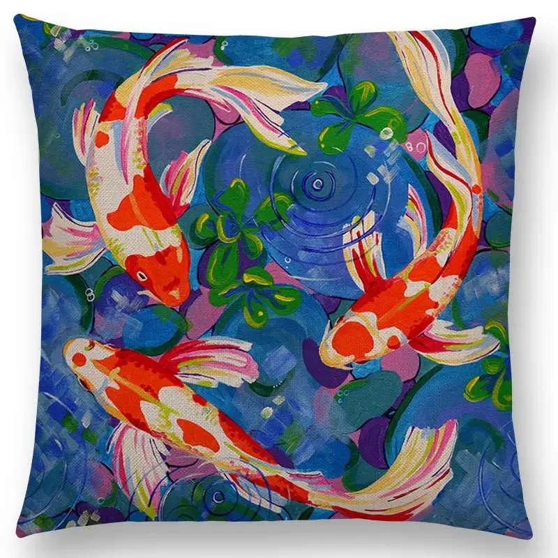 Oil Painting Animals ELK Cushion Cover Deer Lion Dogs Fox Bird Horse Sofa Throw Pillow Case