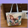 Ethnic Style Canvas Tote Bag With Doublesided Embroidered Silk Thread Floral For Daily Use