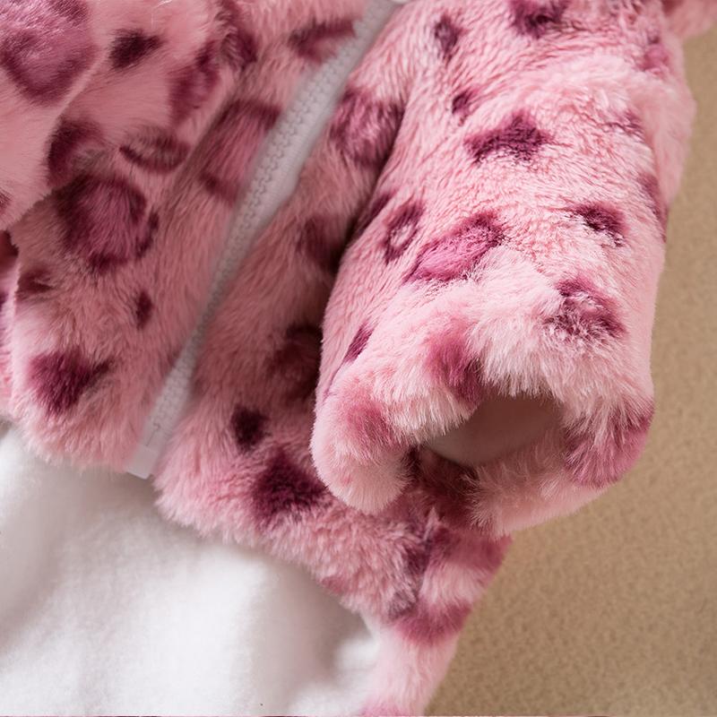 Módní leopardí psí kabát Zimní teplá fleecová mikina pro mazlíčky Psí kabát Bunda Oblečení pro francouzské buldoky Malí psi Domácí mazlíčci Kostým Roztomilý růžový