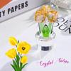 Creative Crystal Tulip Sculpture Colorful Handmade Tulip Bouquet Ornaments Reflect Small Desktop Floral Decorations
