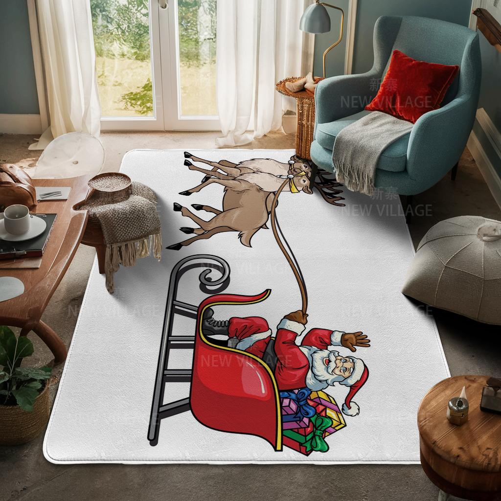 House Entrance Carpet Home Door Mat Living Room Bath Foot Bathroom Non-slip Water Absorption Rugs Bath Merry Christmas Winter