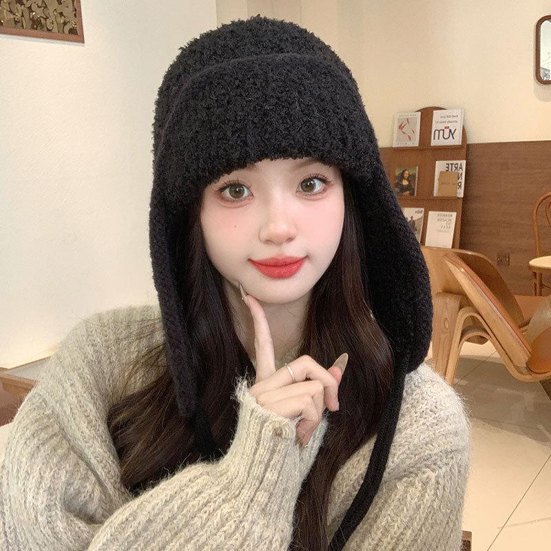 Keep Warm and Cold Children Autumn and Winter Thickened Fleece Ear Protector Knitted Wool Balaclava Hat