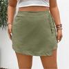 Spring Summer New Solid Color Tie Waist Elastic High Waist A-line Skort Women Casual Summer Shorts Skirt