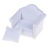 1/12 Dollhouse Miniature White Sofa With Back Cushion Doll House Accessories
