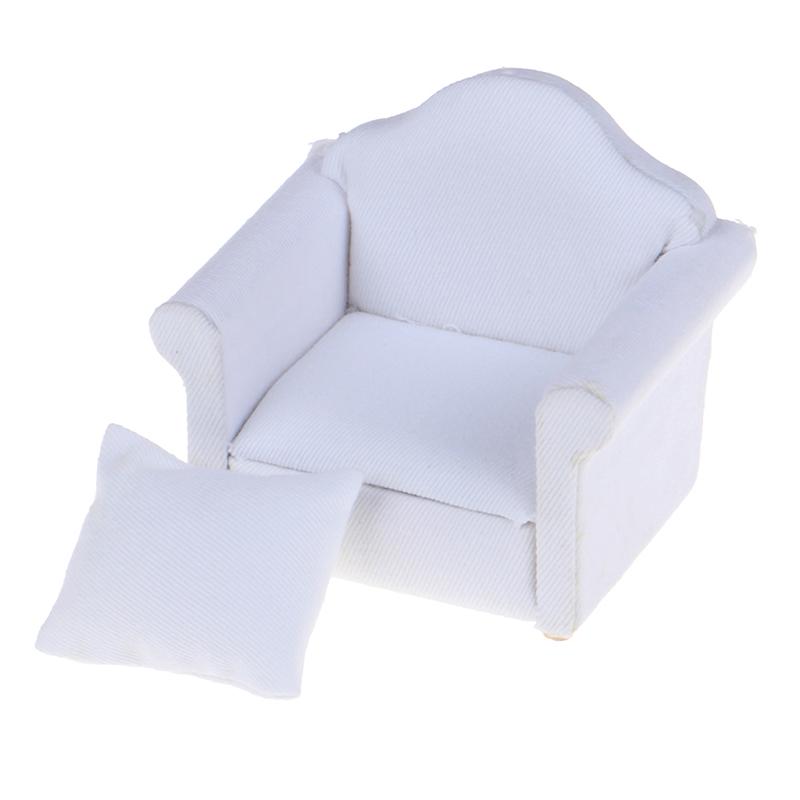 1/12 Dollhouse Miniature White Sofa With Back Cushion Doll House Accessories