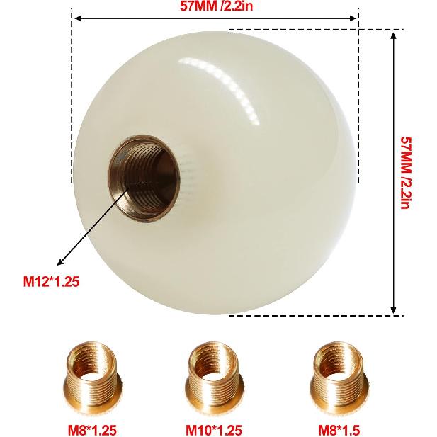 HiSport Luminous Shifter Knob Glow Light Round Ball Shift Knob Universal 5 6 Speed With 3 Adapters For Manual Car M 8 * 1.25, M 10 * 1.25, M 10 *