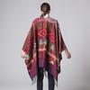 Damenmode Geometrischer Diamant-Umhang, langer, dicker, warmer Pashmina-Schal im ethnischen Stil, Herbst- und Winter-Reiseumhang, geteilte Wickel