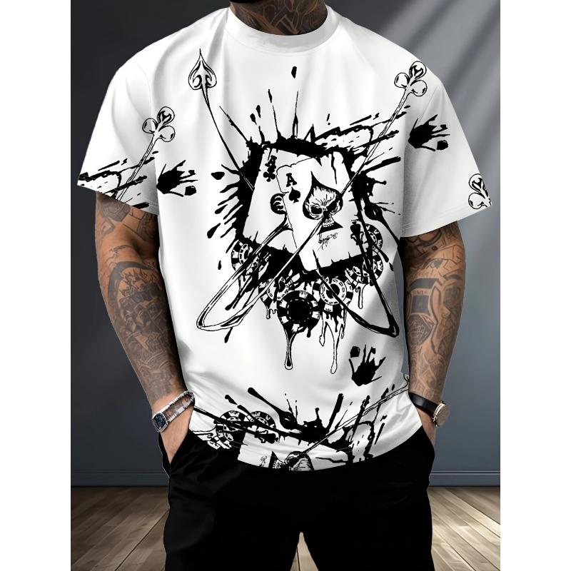 Men's 3D Pattern Print T-Shirt Summer High Definition Graphic Short Sleeve Tee Harajuku Style Plus Size Fashion