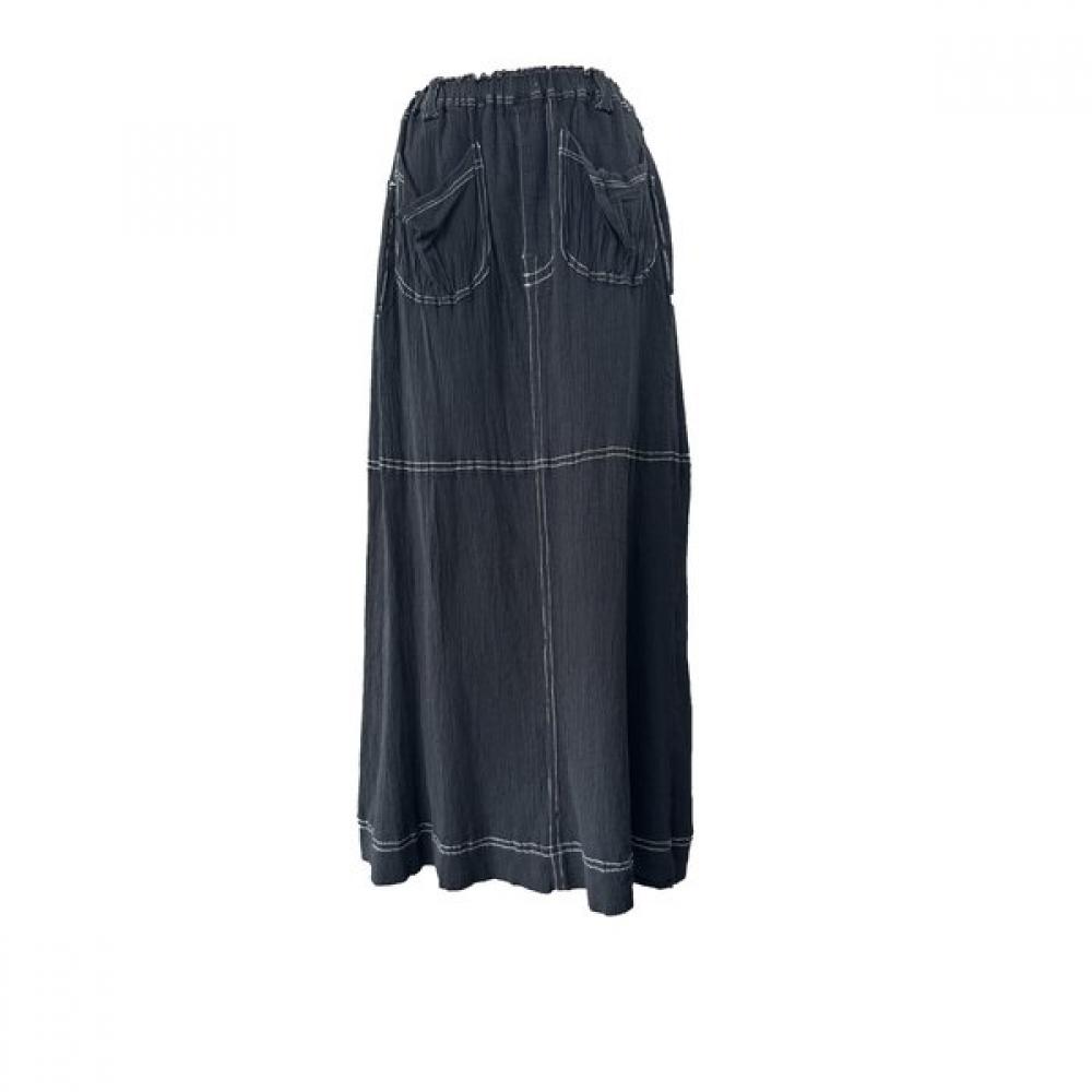 

La Vita Junko Cotton 100 Pleated Skirt Cqfsk002 BK
