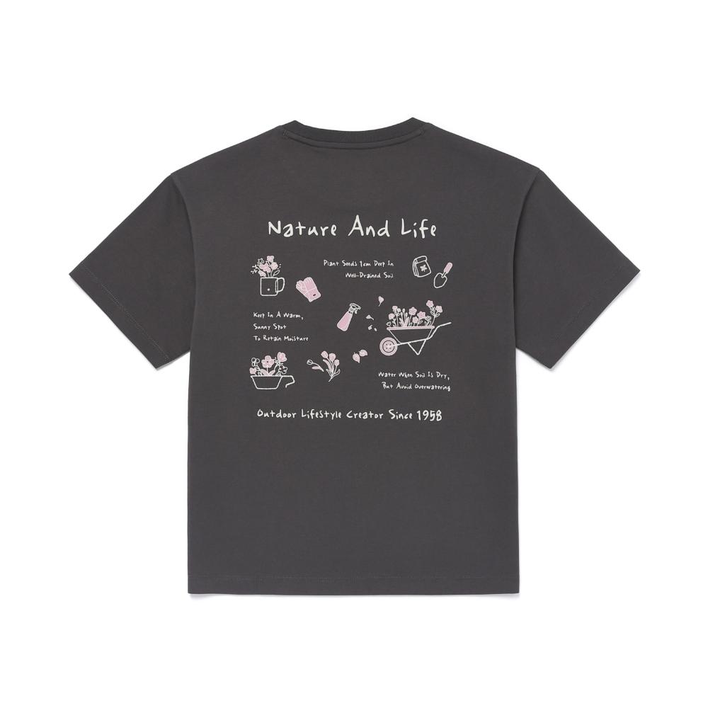 SNOWPEAK Kids Aerocool Gardening Graphic Short Sleeve T-Shirt Charcoal (S26MKFTS87)
