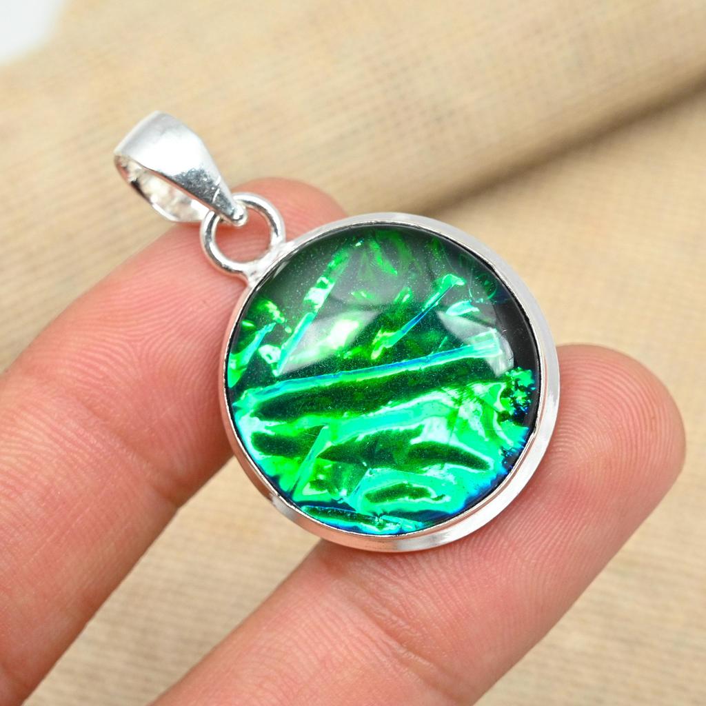 Solid 925 Silver Blue Triplet Opal Gemstone Bländande handgjorda smyckeshänge för henne