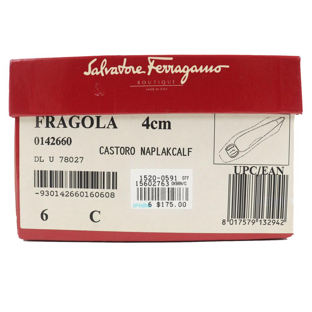 Doskonałe czółenka Salvatore Ferragamo FRAGOLA Vala Ciemnobrązowa skóra Kobiety 6 Używane