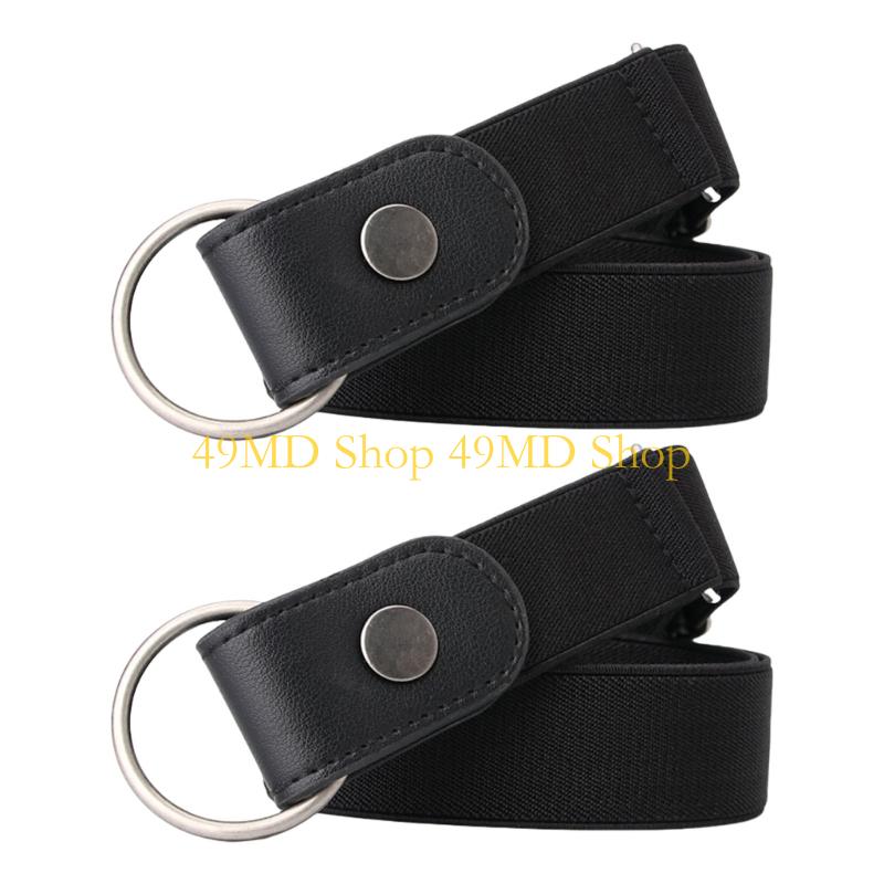 49MD 2Pcs Adjustable Stretch Waistband No Clasp Invisible Belt for Jeans Men Women