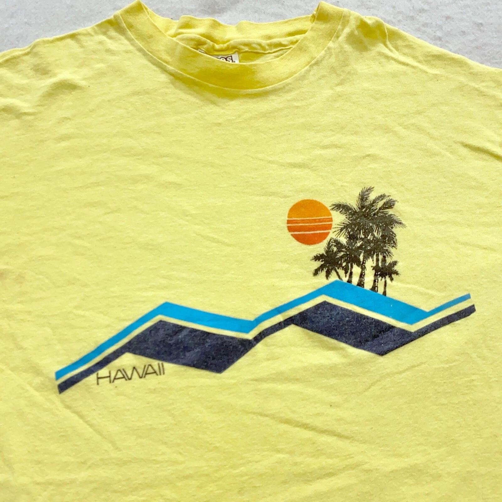 vintage 80s HAWAII SUNSET T-Shirt MEDIUM/LARGE soft thin surf beach L