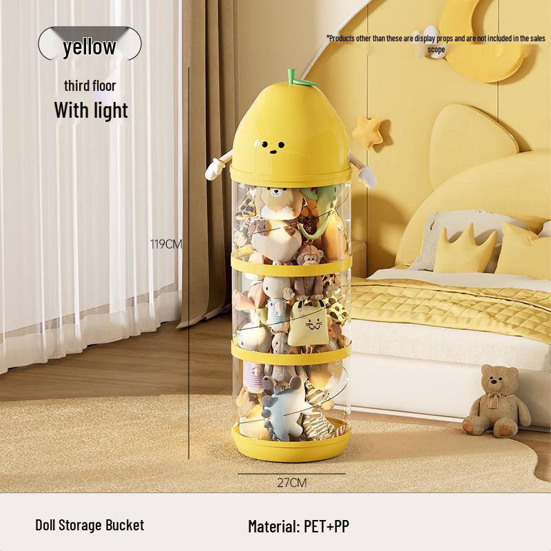 Uforu Transparent Doll Storage Bucket - Large Plush Toy Organizer for Kids