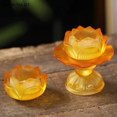 1 ks pryskyřice Lotos Křupavá olejová lampa Domácí Buddha Přední napájecí lampa Základna Feng Shui Ornament domácí dekorace