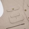 Herren Ärmellose Jacke 100% Baumwolle Weste für Männer Mehrfachtaschen Westen Outdoor Angeln Fotografie Pferdeclip Freizeitkleidung
