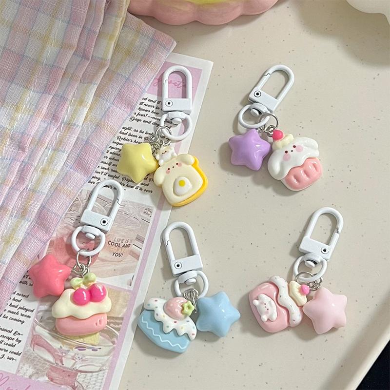 Niedlicher Cartoon-Schlüsselanhänger mit kleinem Bärenkuchen, süßer, exquisiter Schlüsselanhänger, Anhänger, vielseitige Rucksack-Dekoration, Zubehör, Geschenke