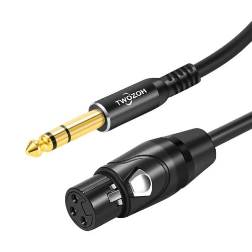 Twozoh XLR Female To 6.35mm (1/4") Male TRS Cable, Quarter-Inch Jack TRS Balanced and XLR Microphone Cable, 2M (Professional/Hifi)