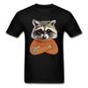 Raccoon Round Neck Black Oversized T-Shirt Fashion Casual Top Simple Style Streetwear Summer 3D Short Sleeve Men's T-Shirts