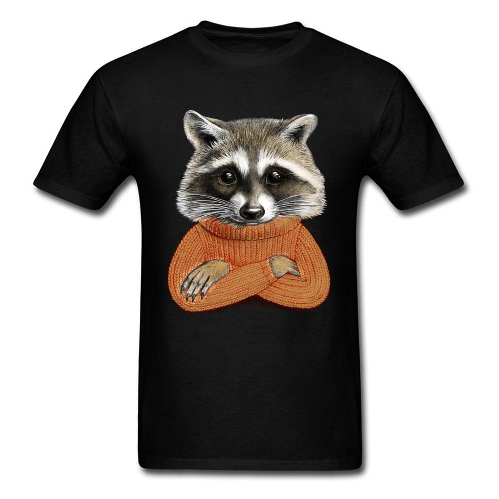 Raccoon Round Neck Black Oversized T-Shirt Fashion Casual Top Simple Style Streetwear Summer 3D Short Sleeve Men's T-Shirts