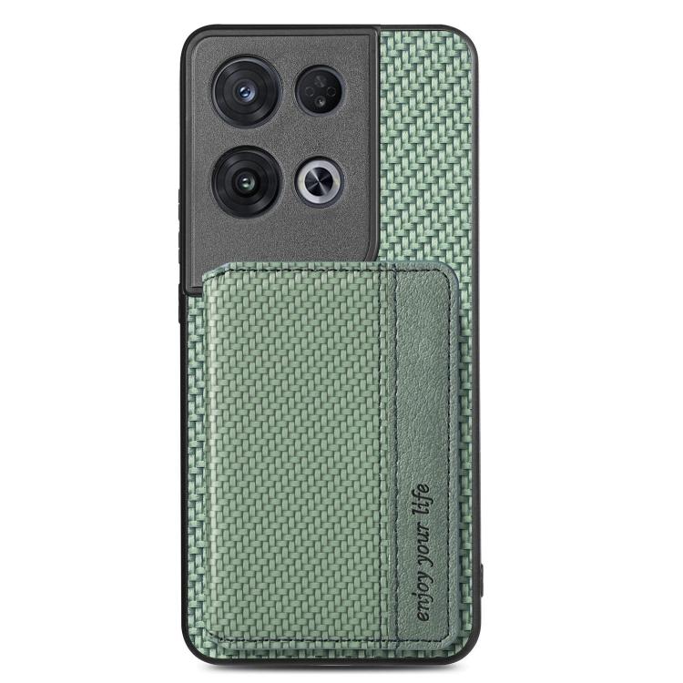 Für OPPO Reno 8 Pro Karbonfaser Magnetische Kartenhülle Handyhülle