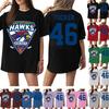 Casual Short Sleeve T Shirt for Women Letter Print Loose Fit Crew Neck Lightweight Comfortable Cotton Blend Tee