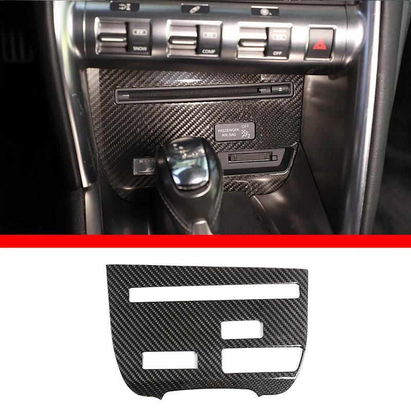 For Nissan GTR R35 Real Carbon Fiber Car Central Control Gear Panel Decorative Frame Central Control Set Sticker Auto Parts