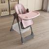 Adjustable Kids High Chair 0-6 Years, Portable Dining Chair with Safety Harness, Lockable Wheels, Easy Cleaning for Home, Pink