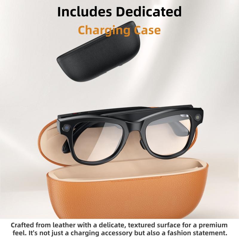 Occhiali Smart M02 Ultra: Fotocamera da 8 MP, Custodia con Ricarica Inversa, Riconoscimento Oggetti WiFi, Traduzione in Tempo Reale ChatGPT, Assistente Vocale AI