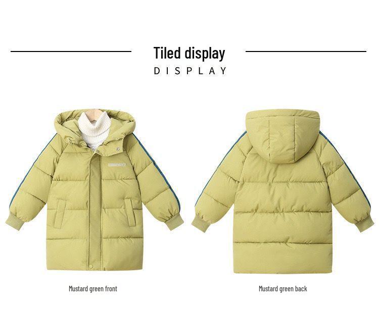 Mid-Length Children's Down Cotton Jacket - Warm, Thickened Outerwear for Boys and Girls