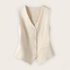 Women Vest Sleeveless Single-breasted Western Style Slim Fit Cardigan Suit Coat Pure Color V Neck Formal Business Style Lady Waistcoat