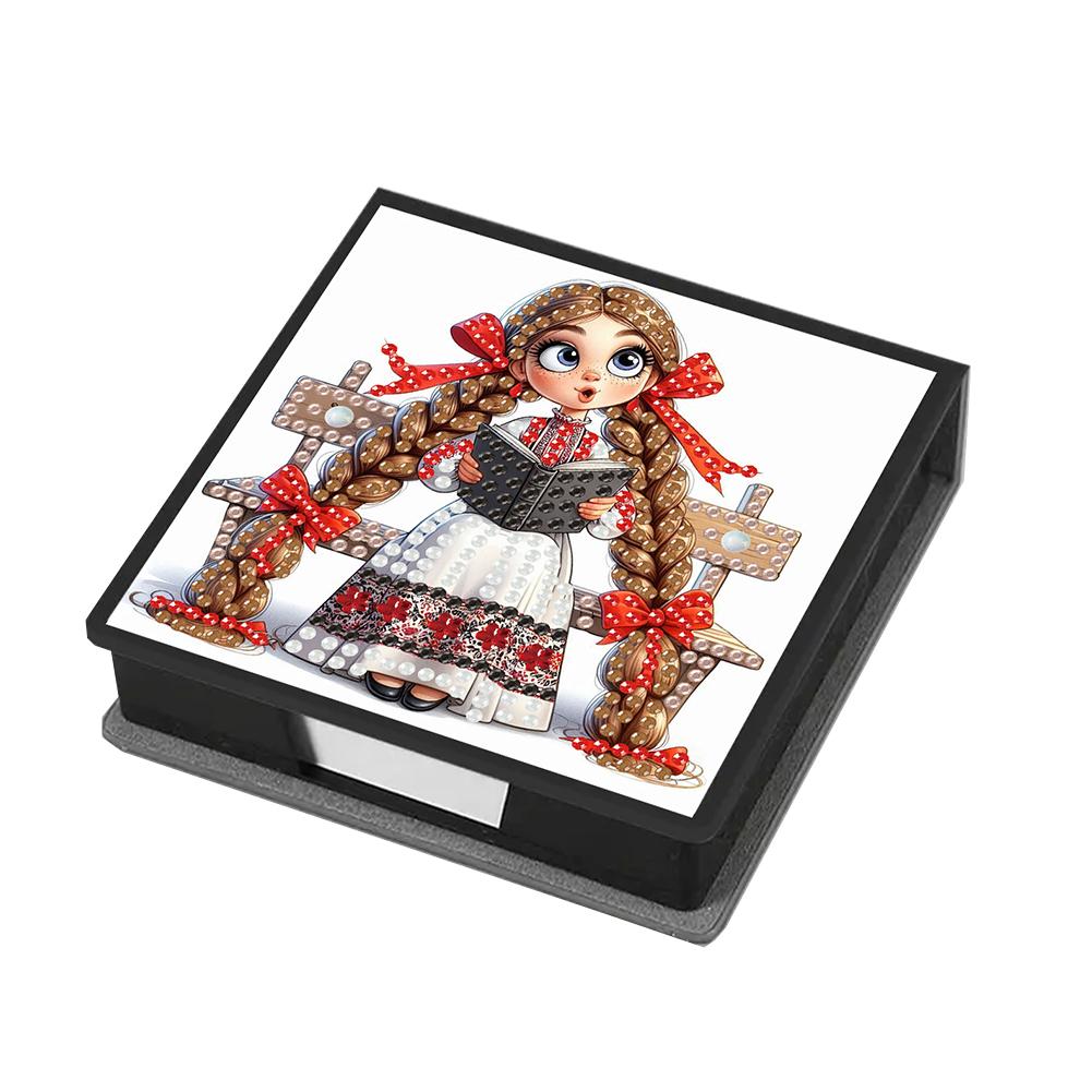 Animals Leather Diamond Painting Notecard Box Gem Art Sticky Note Holder Gem Painting Memo Pad Holder Mosaic Kit for Home Office
