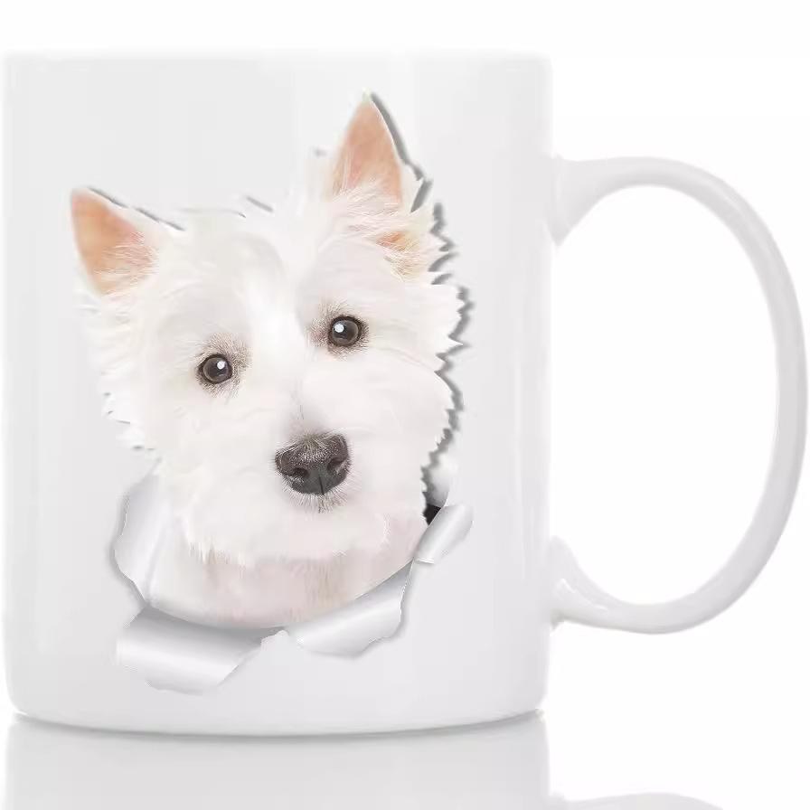 3D Pet Puppy Ceramic Coffee Mark Cup Dog Tea Cup 2024 New Gift Foreign Trade Pets