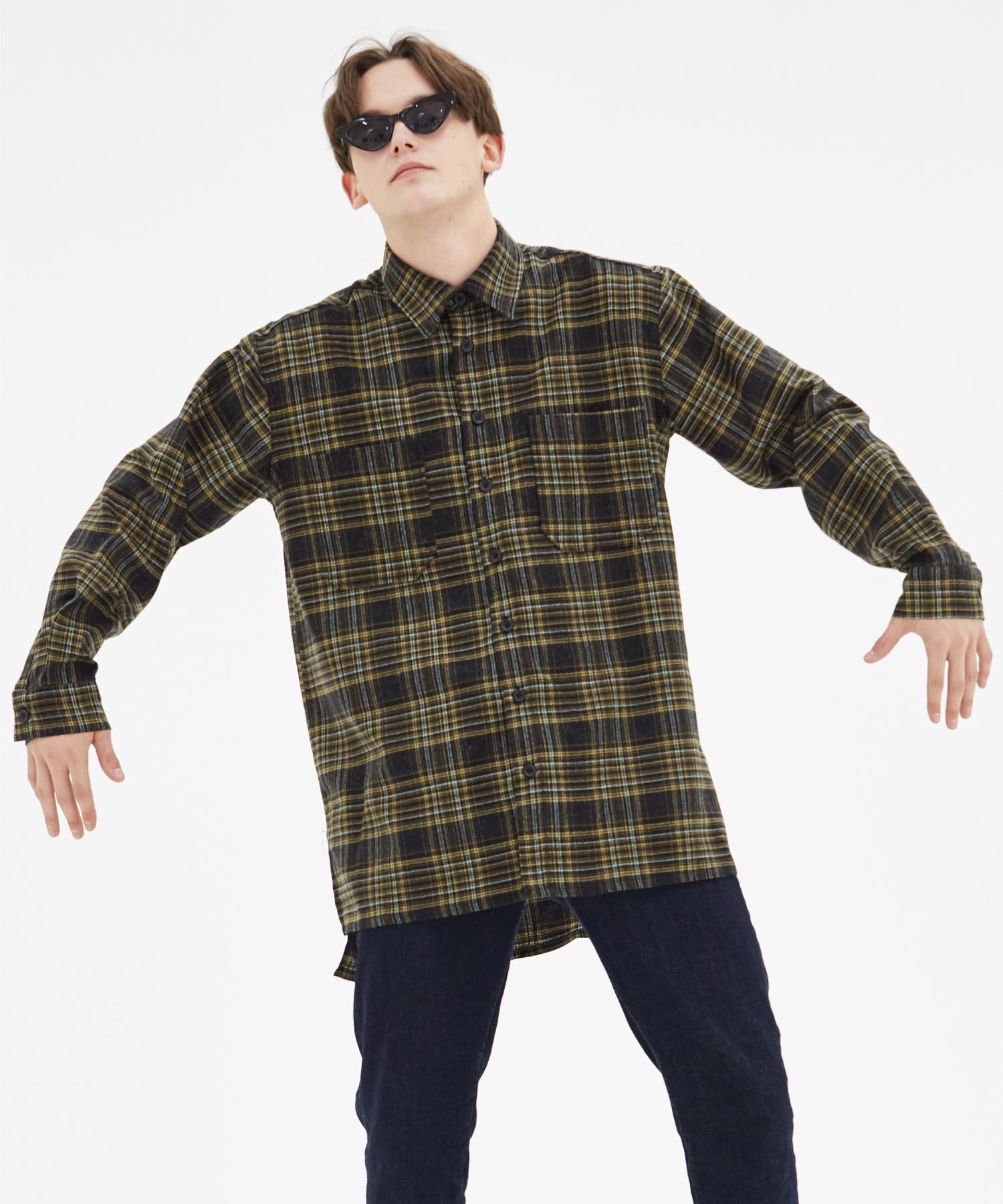 Compagno Heavy Overfit Wool Black Check Shirt M