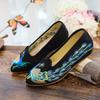 Pointed Shoes, Single Shoes, Sequined Peacock Embroidered Flowers, Ethnic Style Embroidered Cloth Shoes, Spring and Summer Low-heeled Women's Shoes