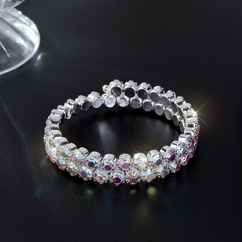 Bridal Bracelet AB Rhinestone Wrapped Full Diamond Open Bracelet Crystal Bracelet Accessories