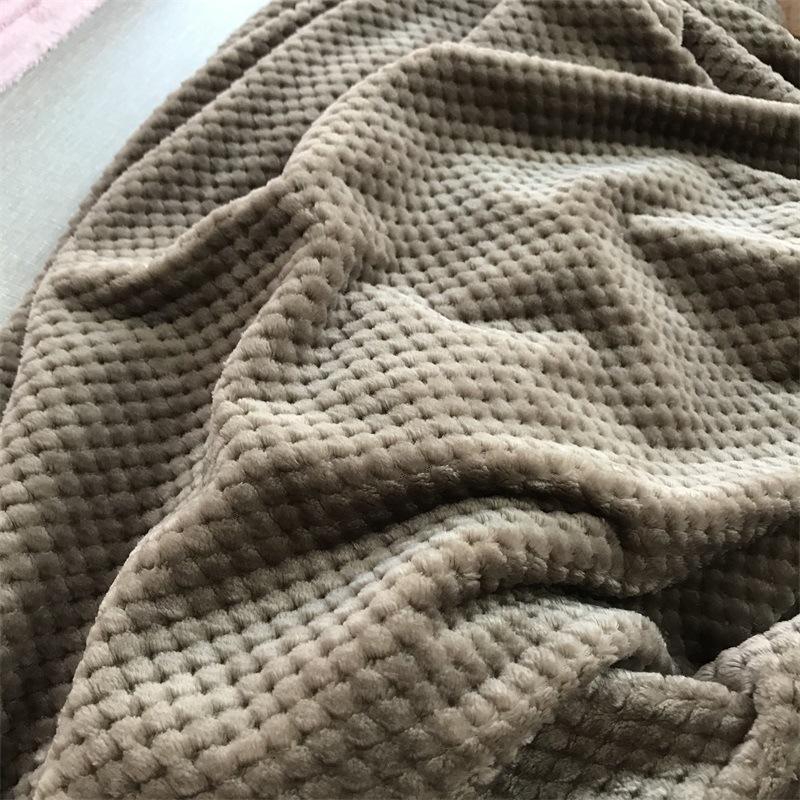 Thickened Solid Color Pineapple Grid Flannel Blanket - Coral Fleece Sofa/Air Conditioning Nap Throw Blanket