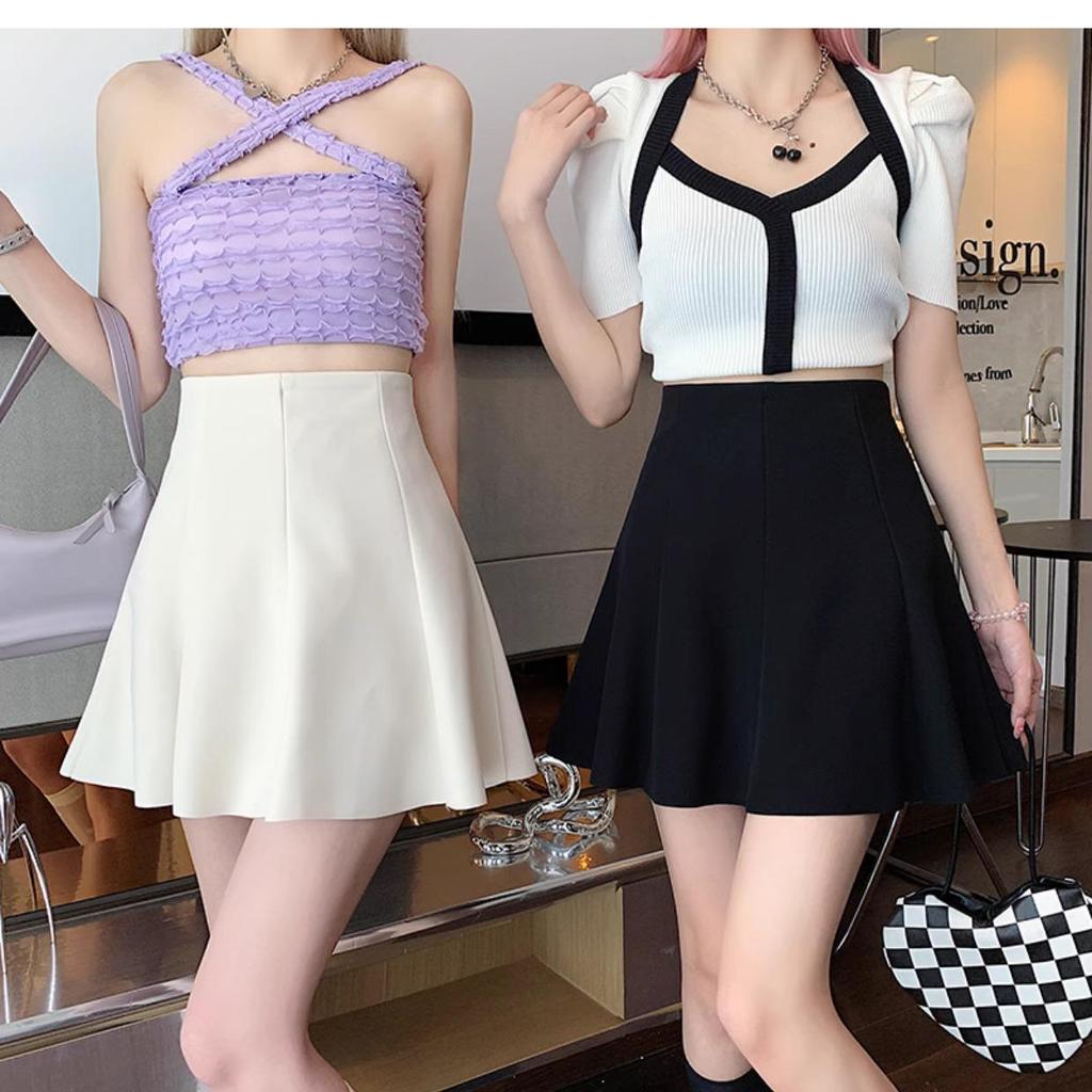 A-line Petite Women's Skirt - 2026 Autumn Academic Style Umbrella Skirt, High-Waisted Slimming Pleated Design
