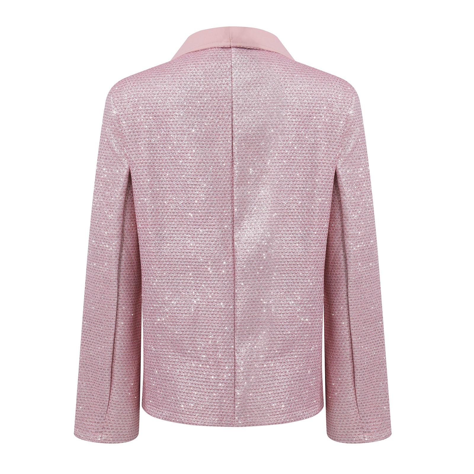 Женский повседневный модный свободный костюм с длинными рукавами и лацканами — фото 3