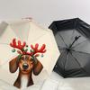 1pc Christmas Dog Antlers Decoration Umbrella with Plastic Handle,Suitable for All Seasons Home Travel Outdoor UmbrellaDD232