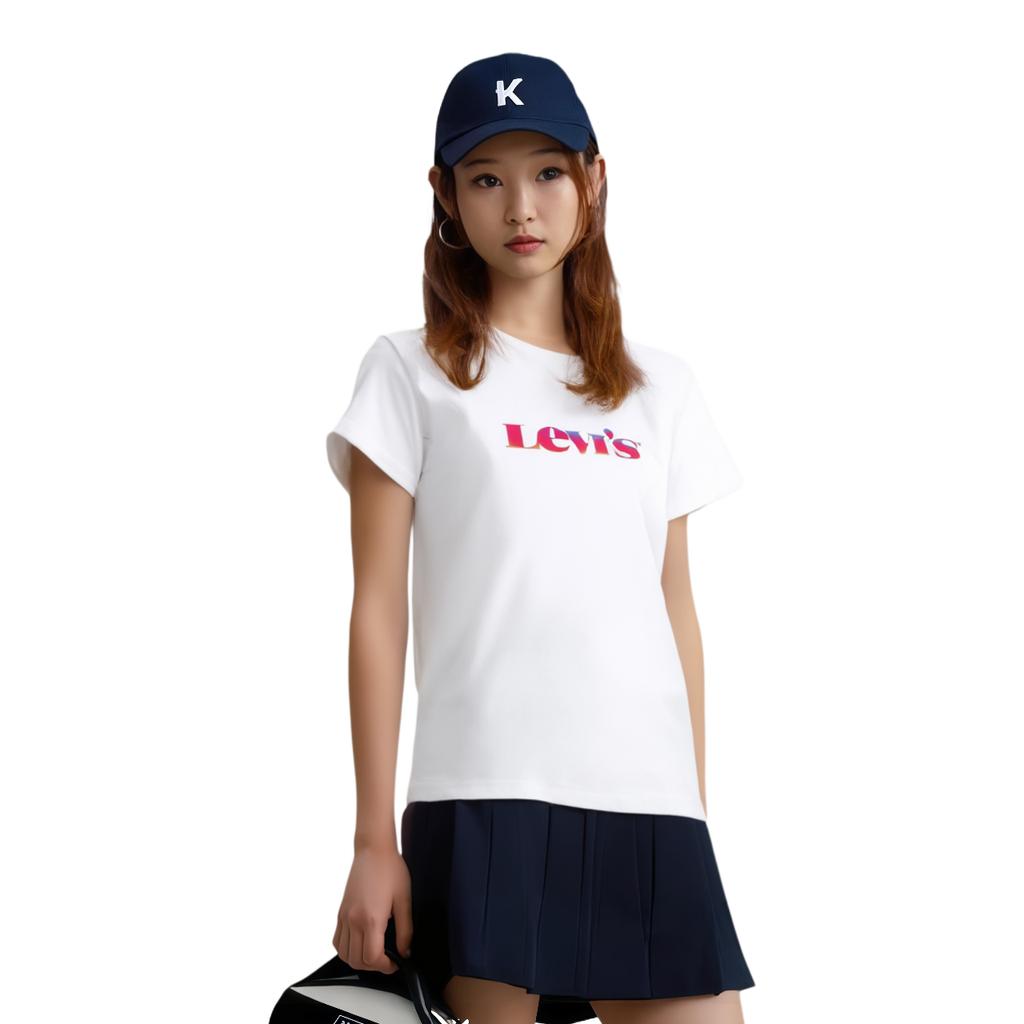 Levis Logo Print Round Neck Pullover Short Sleeve T-Shirt Women Tops White 17369-1540