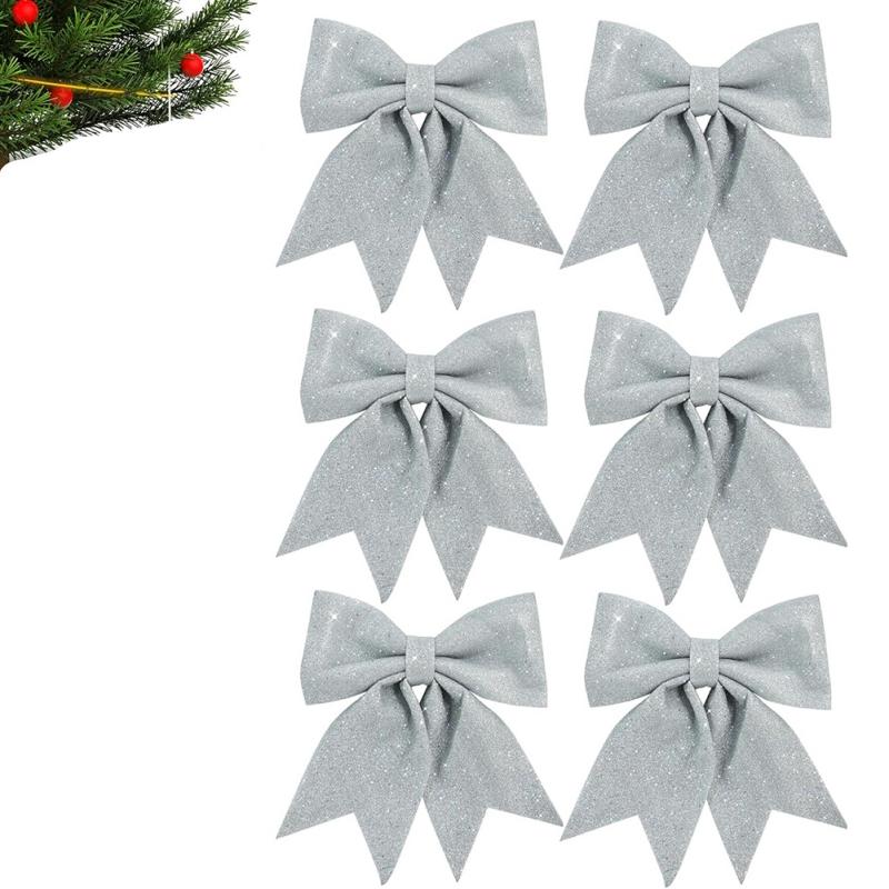 

6 шт. Декоративный бант для праздничной вечеринки, блестящий бант, украшение для рождественской елки