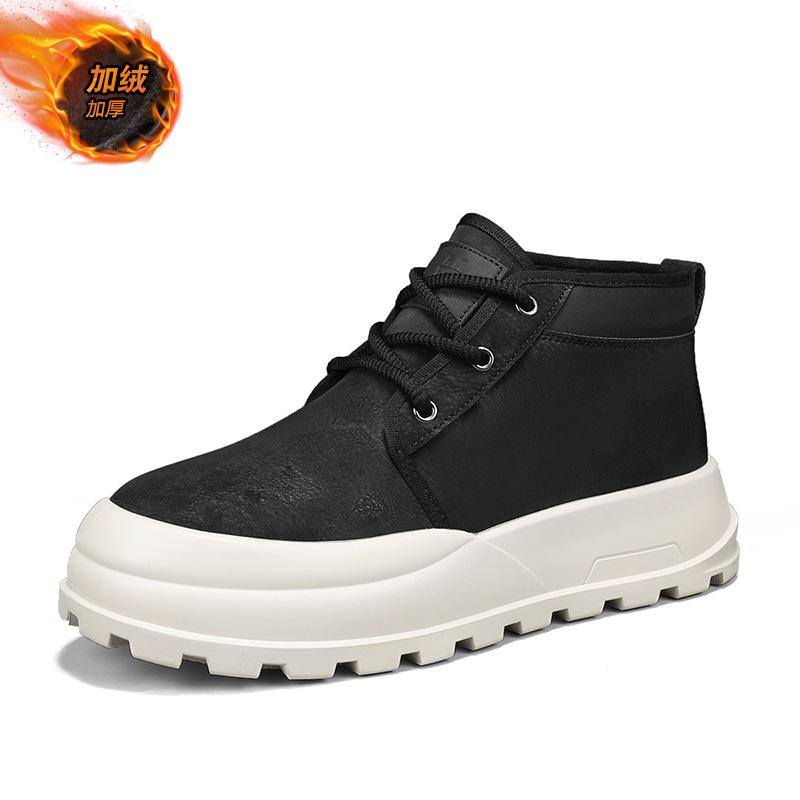 

Зимние утолщенные мужские ботинки для снега из бархата с высоким берцем для отдыха и спорта северо-восточные хлопковые туфли для улицы на толстой подошве со шнуровкой мужские туфли 39