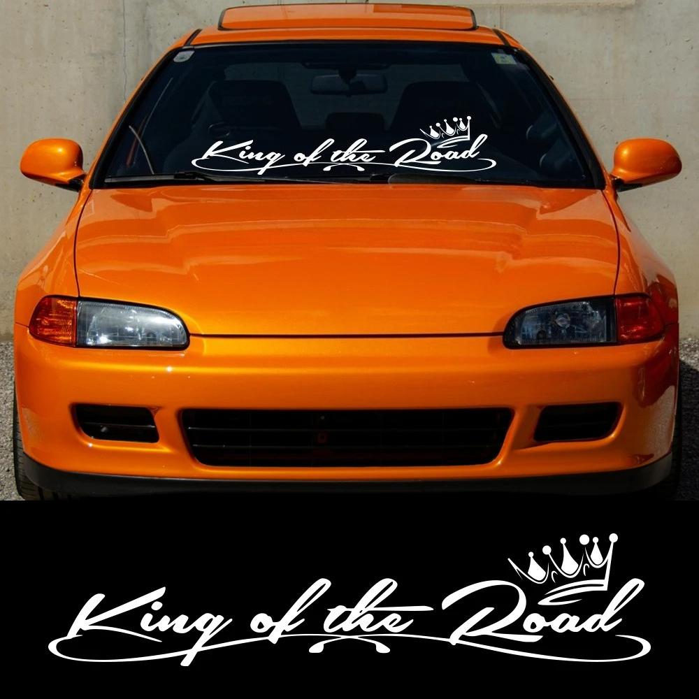 King of the Road Slogan Car Sticker Car Front Rear Windshield Self-Adhesive Vinyl Decal Waterproof Auto Decoration Accessories