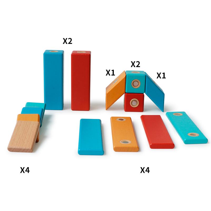 14PCS Magnetic Wooden Blocks DIY Rainbow Intelligence Toys Wood Educational Toys Best Gifts for Kids
