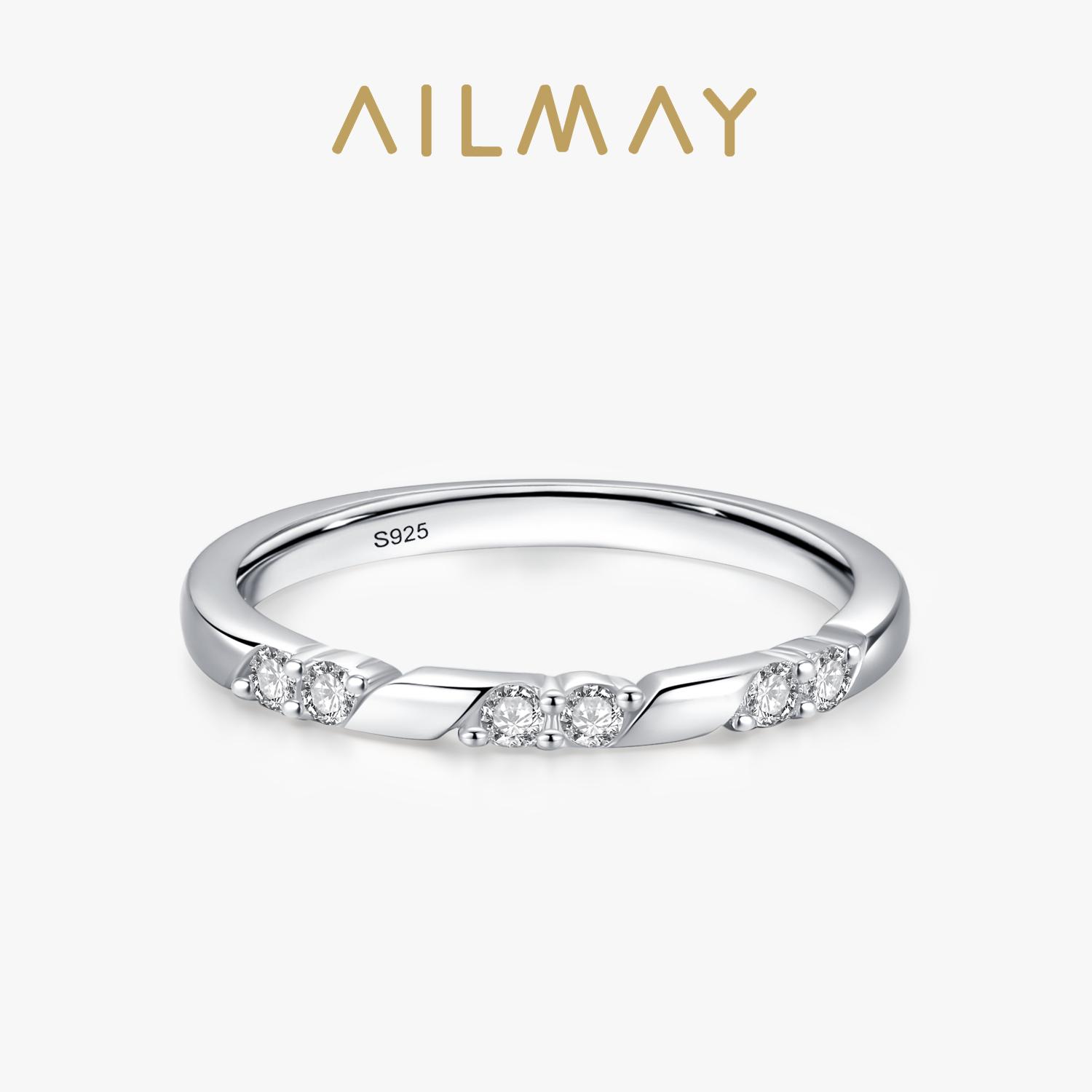 

Ailmay 925 Silver Minimalism Elegant Cubic Zirconia Stackable Finger Ring Hypoallergenic Wedding Jewelry For Women Gift 8