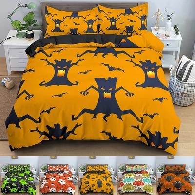 Juego de cama con estampado 3D de Halloween, funda nórdica, fundas de edredón individuales, tamaño king y funda de almohada.