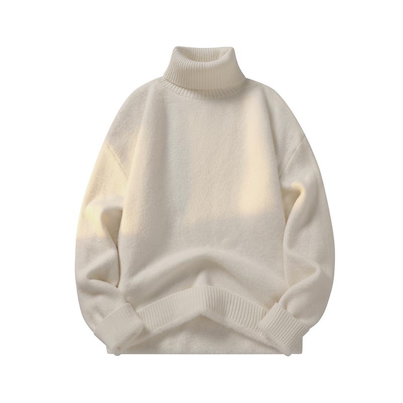 Autumn Men Turtleneck Sweater Winter Men Fleece Pullovers Rollneck Knitted Sweater Men Lazy Style Knitted Jumper Slim Fit Casual Sweater